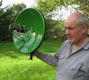 parabolic dish showing the microphone mounting