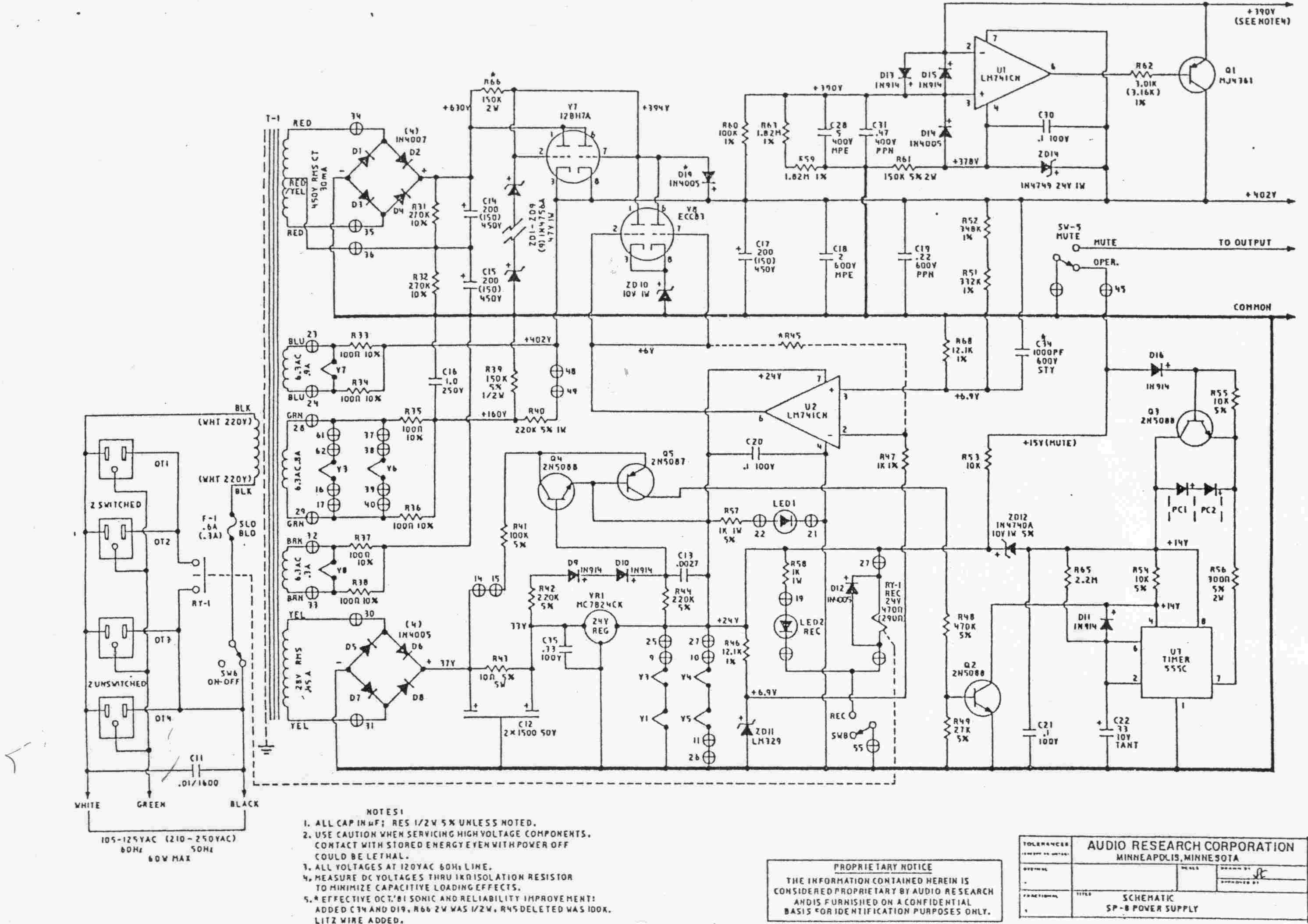 Audio Research SP8 preamplifier power supply circuit ... yamaha bass wiring diagrams 
